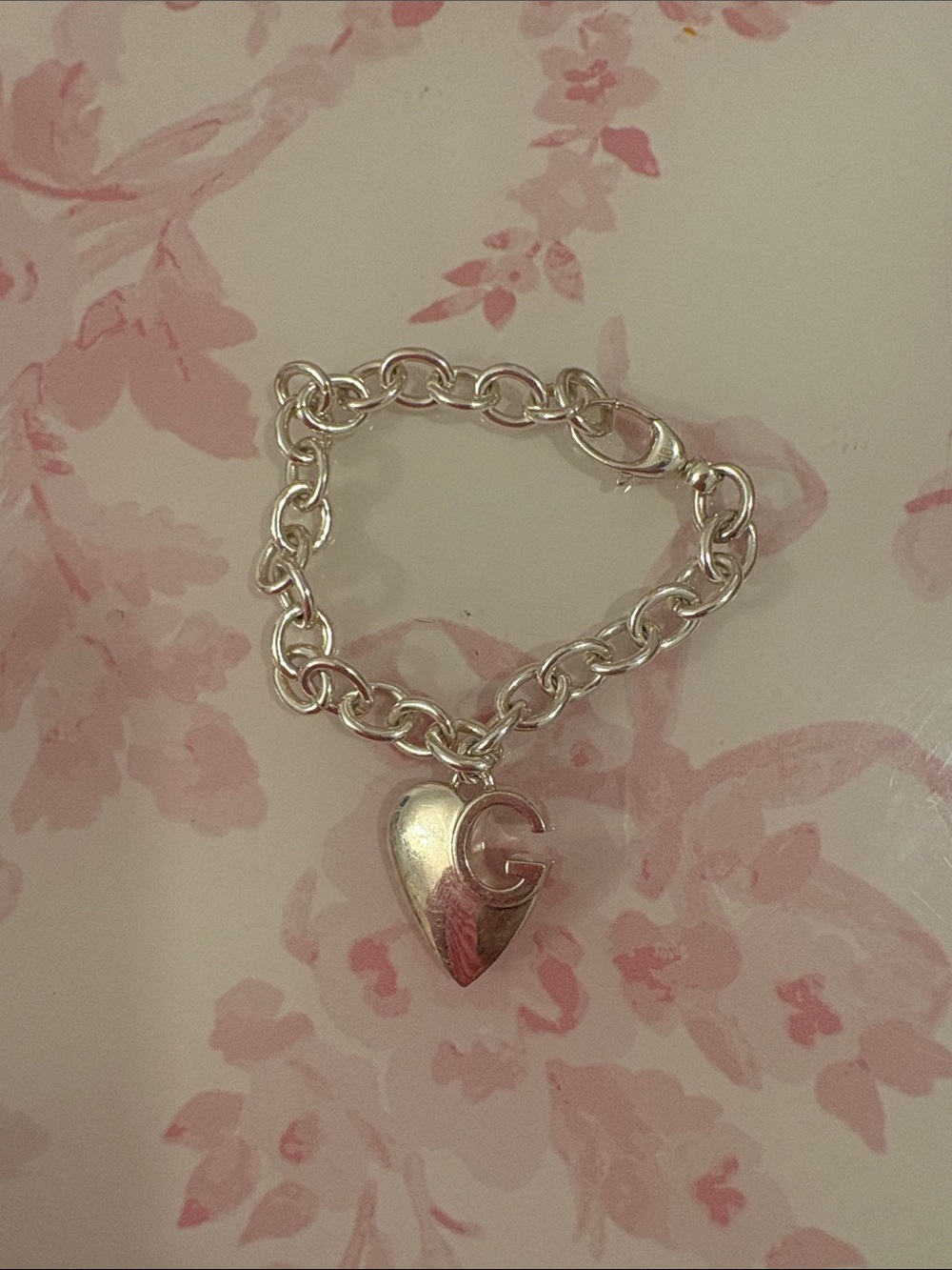 Silver Gucci heart bracelet